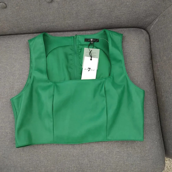 7 for All Mankind Faux Leather Crop Top L - Picture 4 of 5